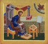 Образ Евангелиста Луки на царских вратах иконостаса церкви Кирилла и Мефодия в Печорах Псковской области.